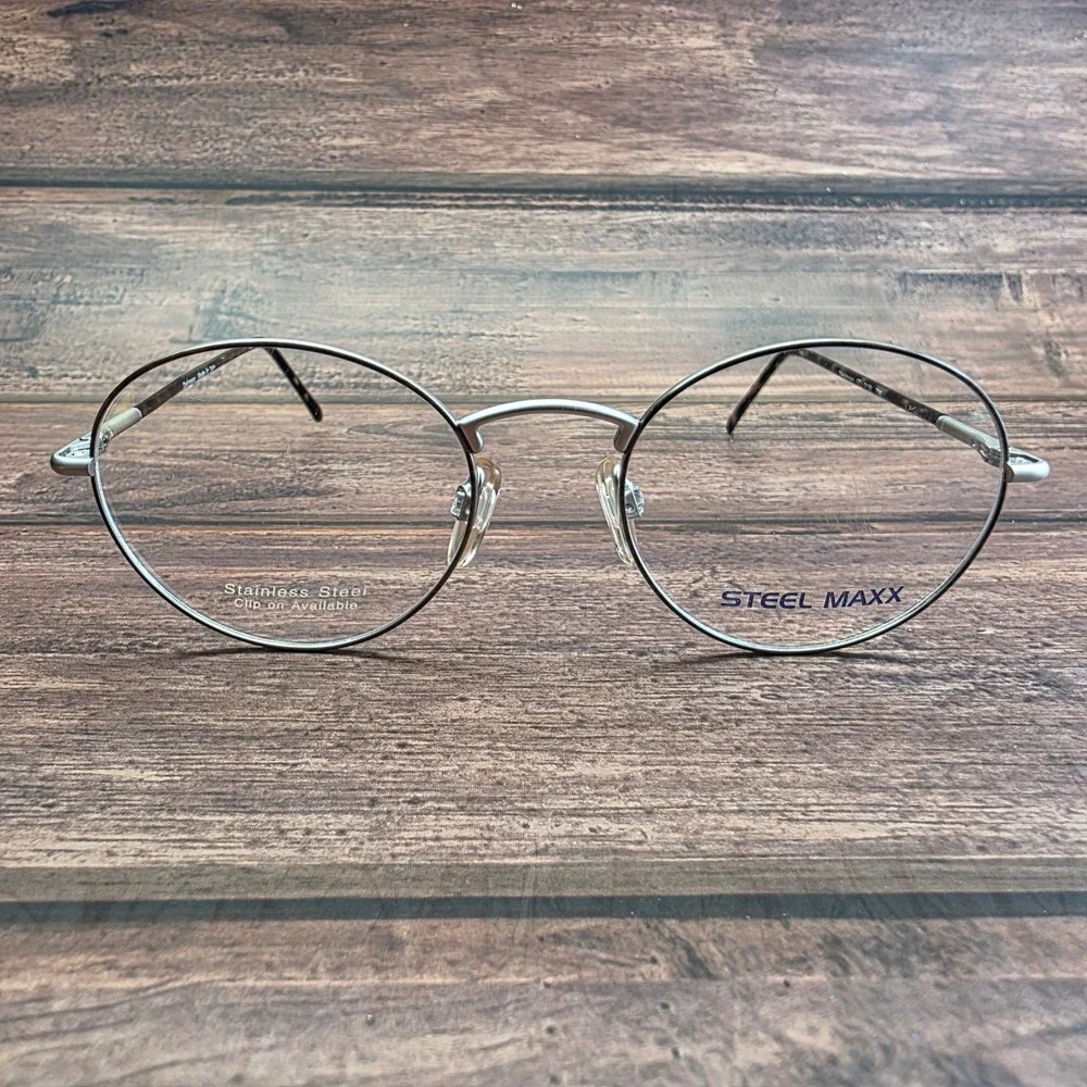 Steel Maxx ST 0126 706 Silver Stainless Steel Round Eyeglass Frames Italy 140